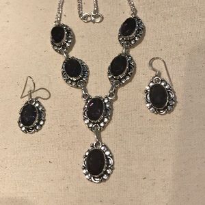 925 sterling silver Amethyst necklace & earrings