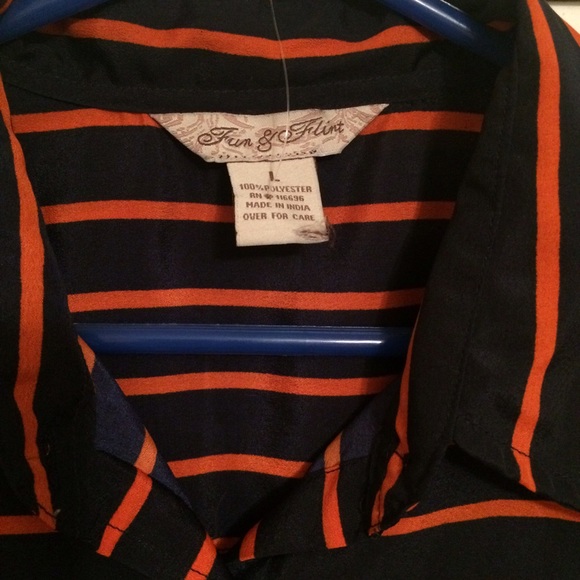 FUN AND FLIRT Blouse Top Striped Button Down Lg - Picture 2 of 4