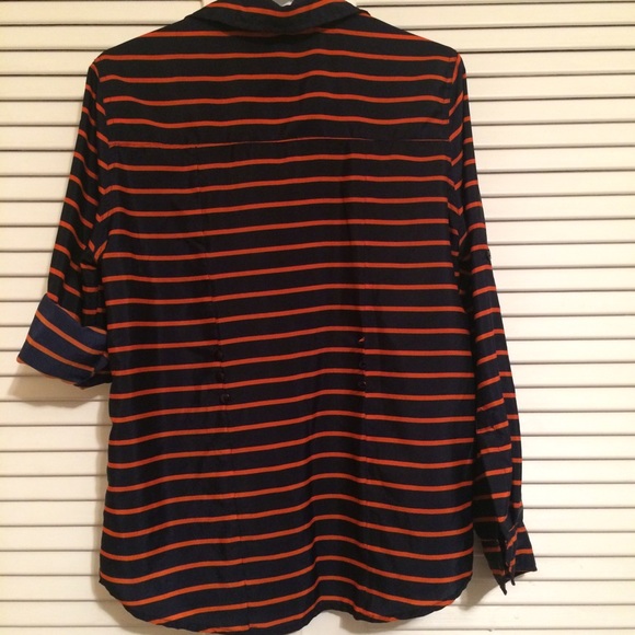 FUN AND FLIRT Blouse Top Striped Button Down Lg - Picture 3 of 4