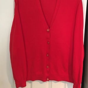 Tory Burch red cardigan