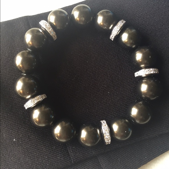 GORGEOUS NEW DARK GRAY-CZ CRYSTAL SPACERS BRACELET