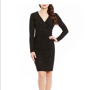 NWT Calvin Klein Faux Wrap Glitter Knit Dress