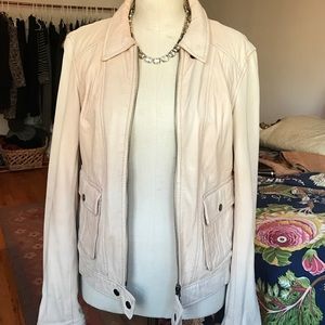 Leather jacket-cream color- Michael Kors