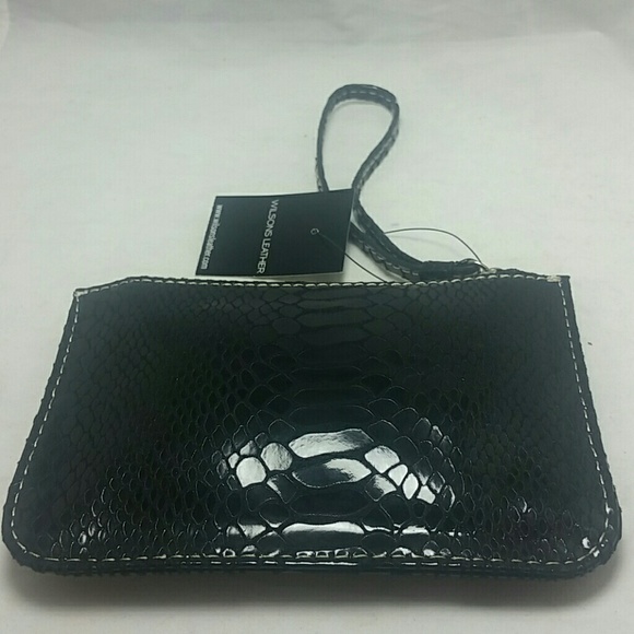 Wilsons Leather black wristlet coin purse