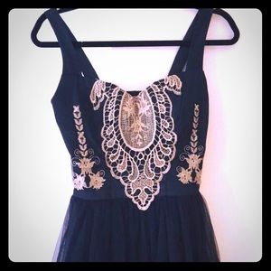 Vintage inspired black and gold dress