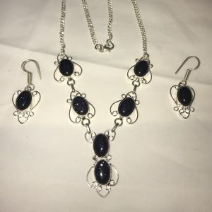 Black Galaxy Sterling silver necklace & earrings