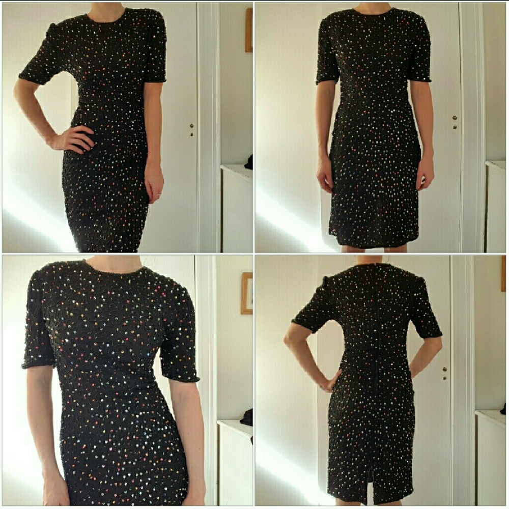 Black sparkle cocktail dress.