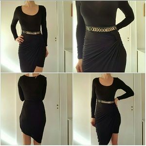 NWT black long sleeve body con dress