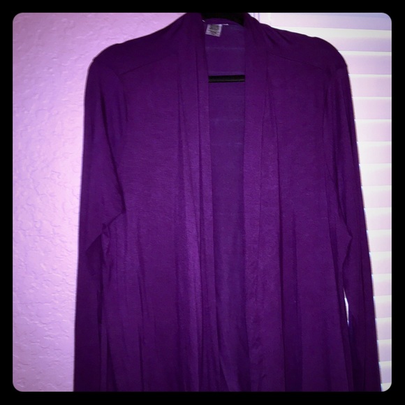 Plus Size Dark Purple Drape Front Cardigan