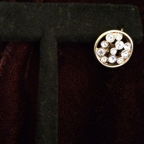 Circle gold tone white crystals. - Picture 3 of 4