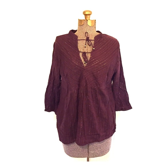 Smocked purple boho blouse.