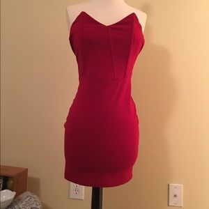 Red strapless Tobi dress