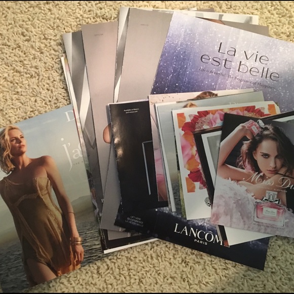 30+ fragrance ads with perfume sample cards