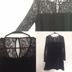 Black lace shift dress