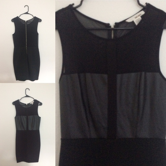 Black leather dress with sheer back