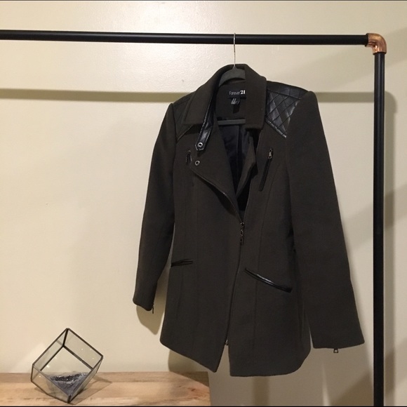 DONATED. Dark Green Black Accent Military Jacket