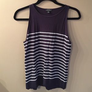 Ann Taylor Navy with White Stripes Knit Tank