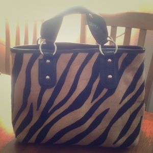 Brown and black Zebra print bag