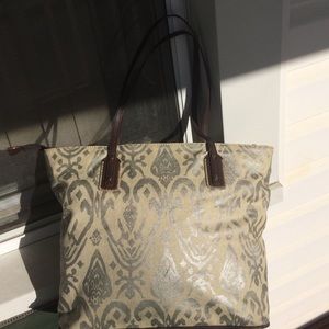 Stella and Dot Metalic Ikat Tote 14" X 5" X 13