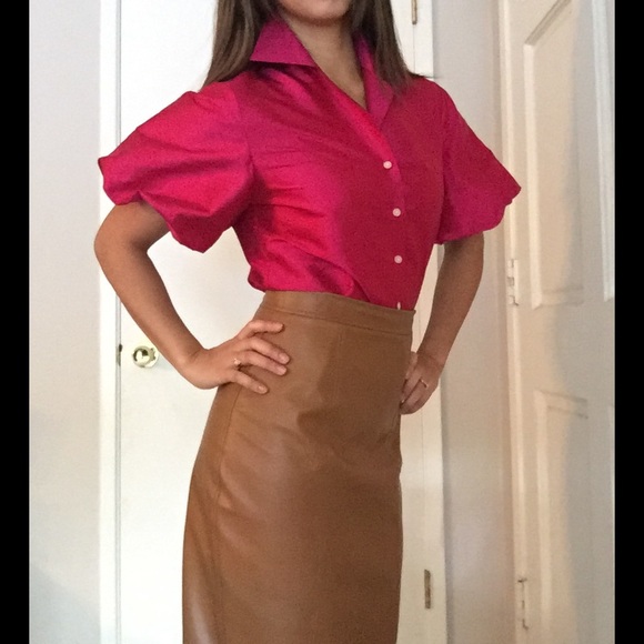 Lauren Ralph Lauren Silk Puff Sleeve Blouse