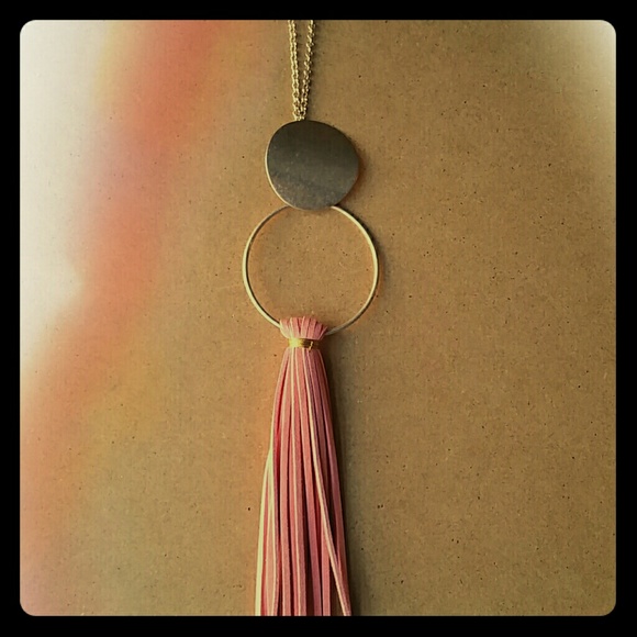 Coral Suede Tassel Necklace Set