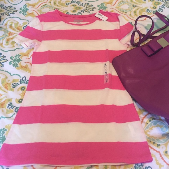 NWT pink and white striped perfect fitted tee M