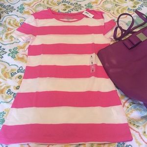 NWT pink and white striped perfect fitted tee M