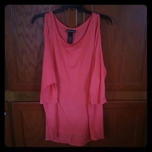 Coral Cold Shoulder Jersey Blouse