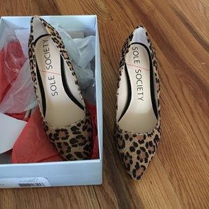 Leopard wedge 5.5; hair calf material. New w/box