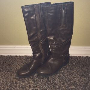 Genuine leather brown riding boots