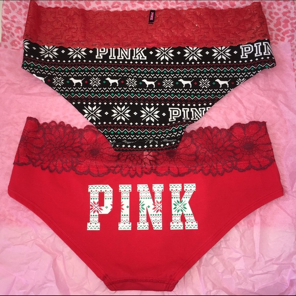 2 Victorias Secret Pink Panties NWT Holiday - Picture 2 of 2