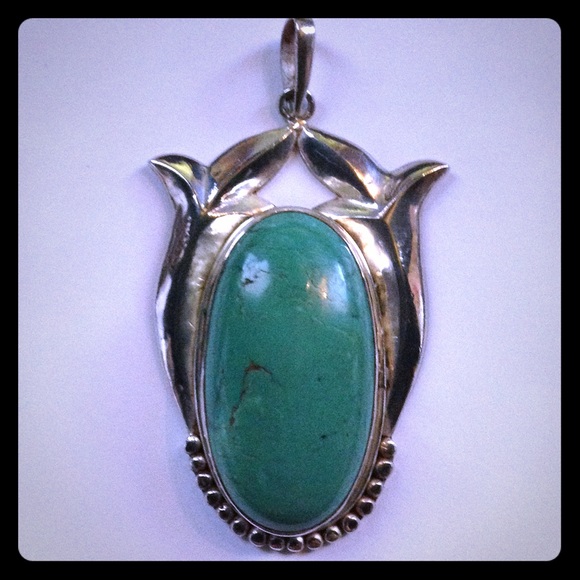 Jewelry - Large Sterling Silver/Turquoise Pendant 3 1/4"