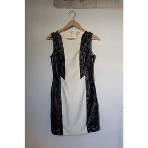 Laser cut leather panel dress