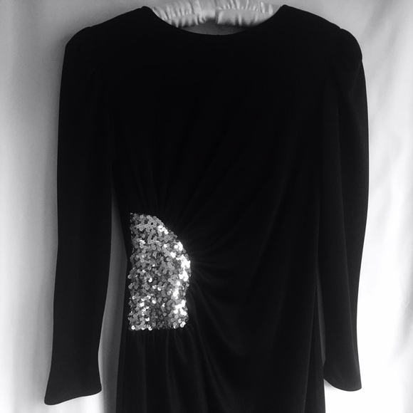 Black Cocktail Dress with sequin half moon design