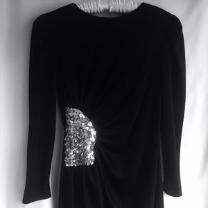 Black Cocktail Dress with sequin half moon design