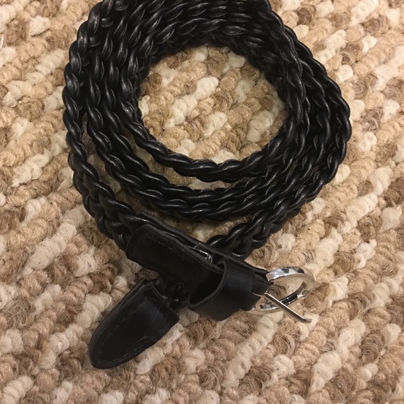 Black Woven Leather Belt
