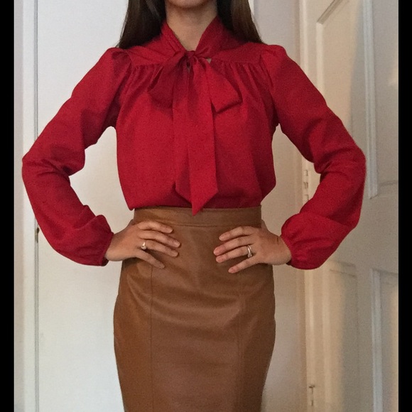 Red Long Sleeve Blouse