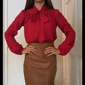 Red Long Sleeve Blouse