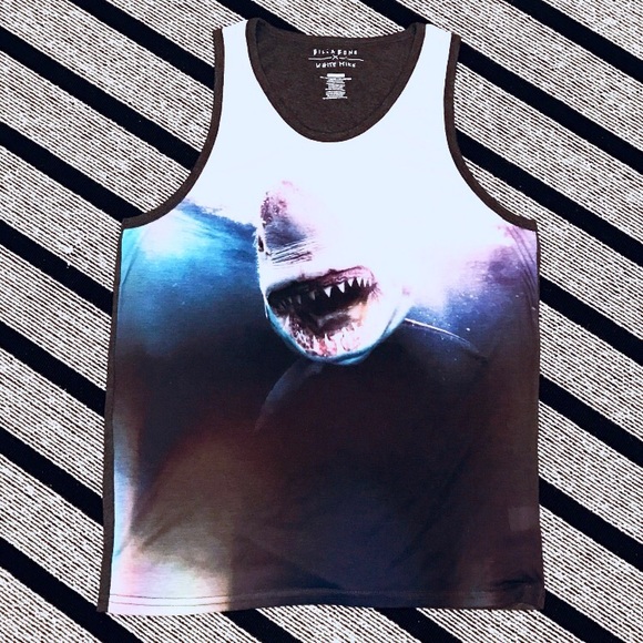 Men's Billabong Shark Print "White Mike" Tank (M)