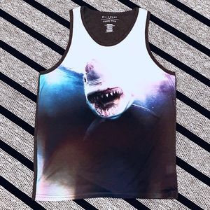 Men's Billabong Shark Print "White Mike" Tank (M)