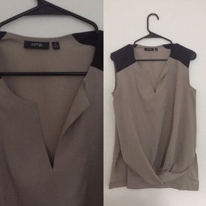 Black & Taupe Dress Top