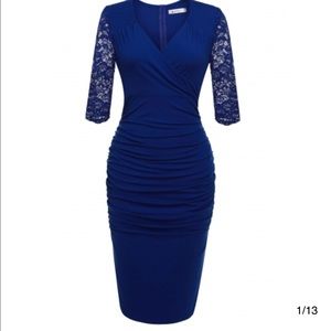 Hot Laced Sleeved Blue Dress