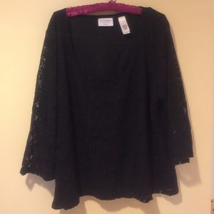Black lace overlay blouse