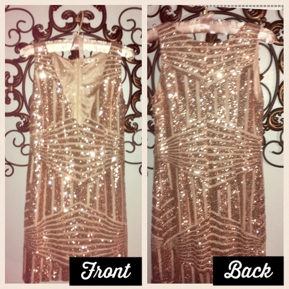 ROPALLA Sexy Gold Sequin Cocktail Dress - Picture 5 of 6