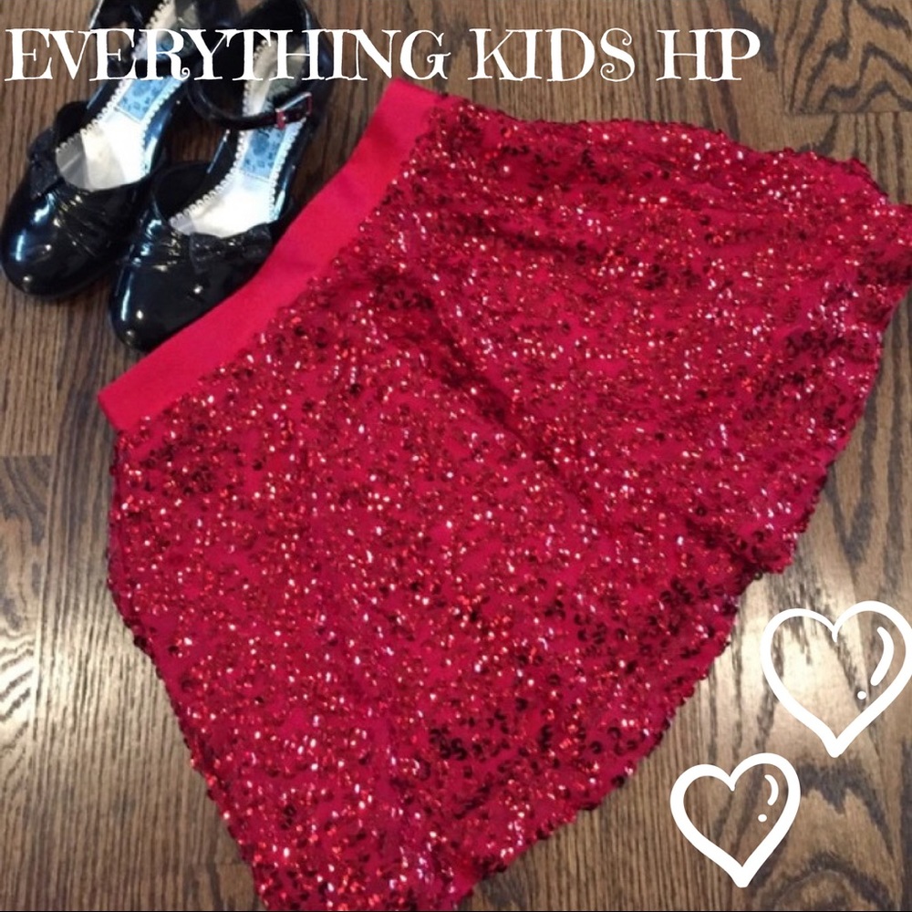 Girls red sequined skirt