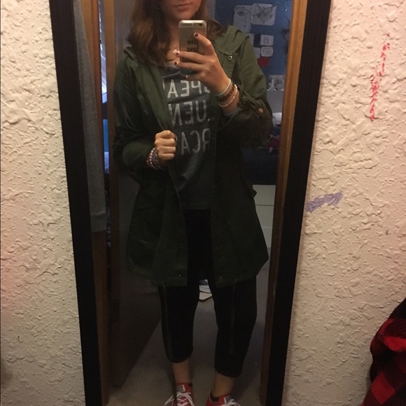 Olive green trench jacket