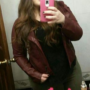 Maroon leather jacket