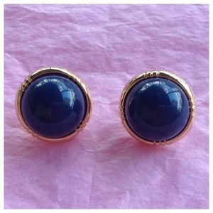 Beautiful Vintage Monet Blue & Gold Earrings