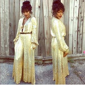 Vintage gold sequin jumpsuit