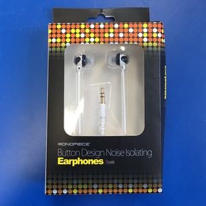 Unused noise isolating earphones